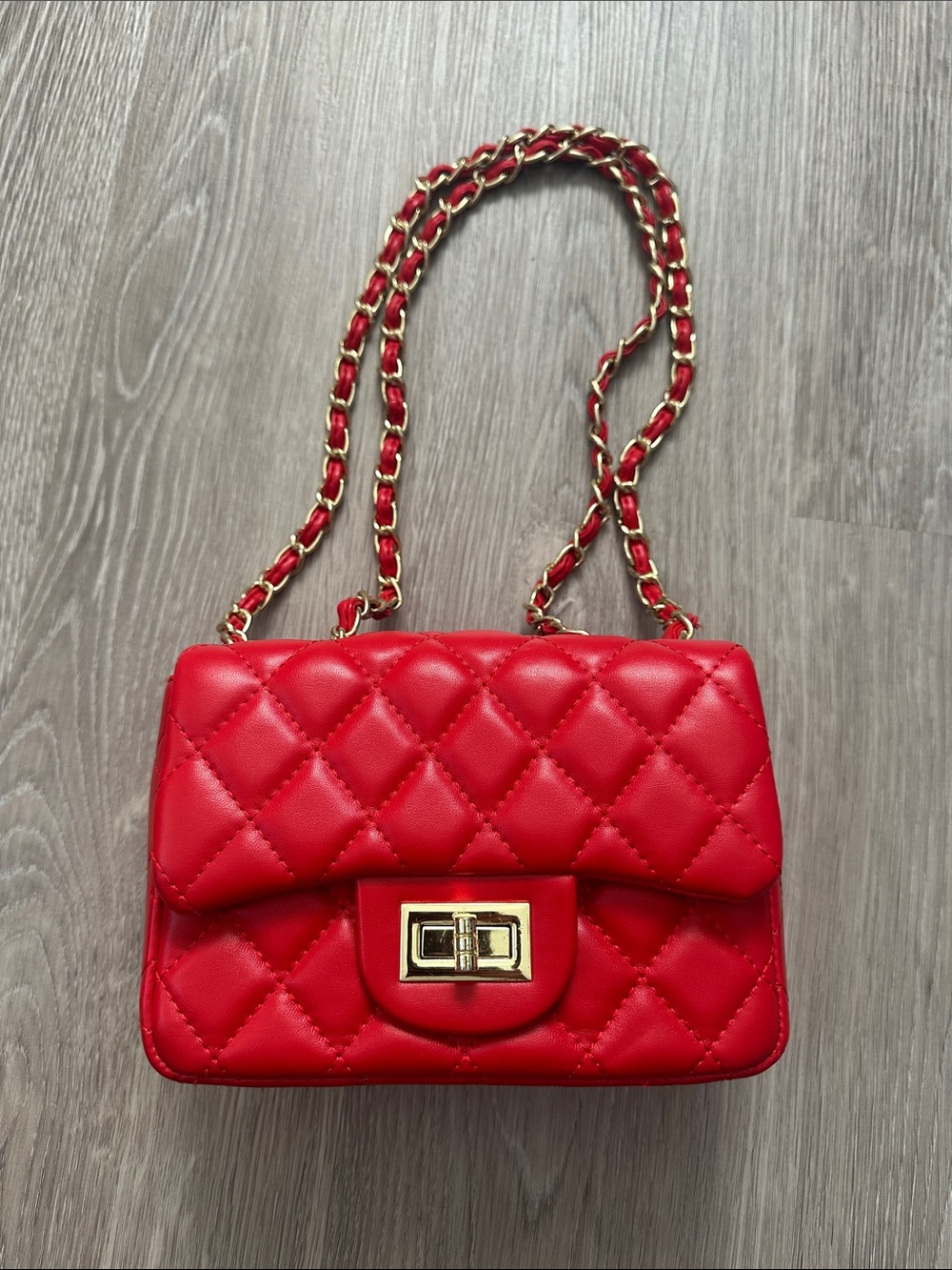 Bright Red Quilted Leather Bag